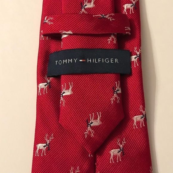 Tommy Hilfiger Reindeer Holiday Tie 100% Silk - Picture 1 of 5
